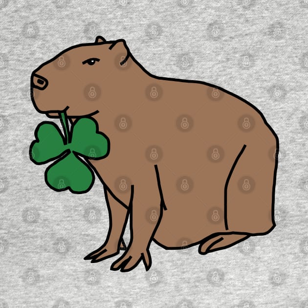 Saint Patricks Day Capybara with Shamrock by ellenhenryart